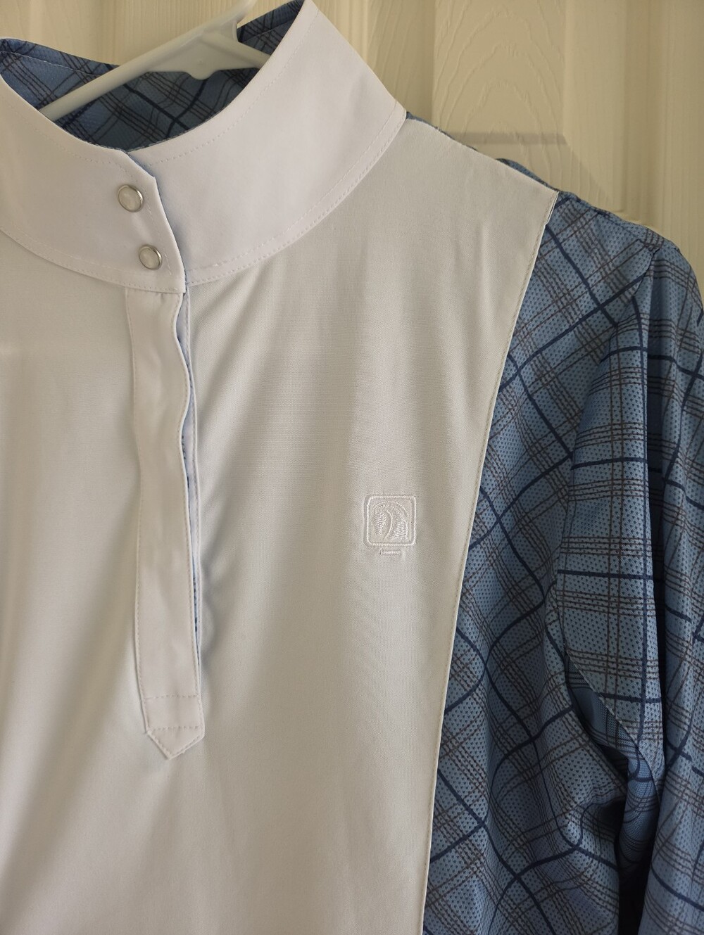 Romfh Schuyler Plaid Long Sleeve Show Shirt Blue White Women's Size Large - Picture 7 of 14